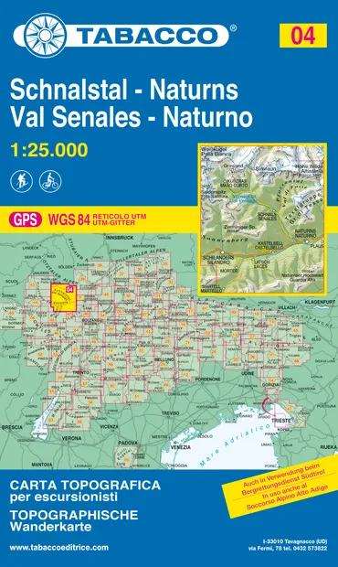 Wandelkaart 004 Schnalstal - Naturns - Val Senales - Naturno  | Tabacc