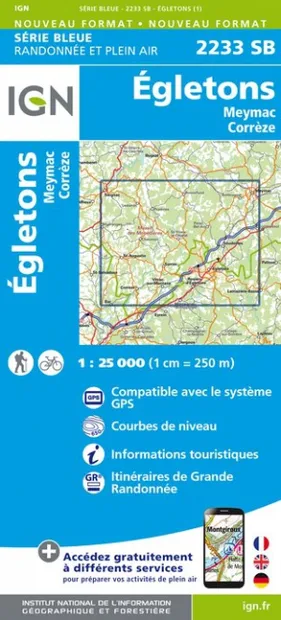 Wandelkaart - Topografische kaart 2233SB Egletons - Meymac - Corrèze |