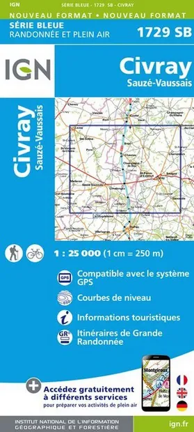 Wandelkaart - Topografische kaart 1729SB Civray - Sauze - Vaussais | I