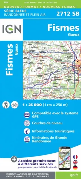 Wandelkaart - Topografische kaart 2712SB Gueux - Fismes | IGN - Instit