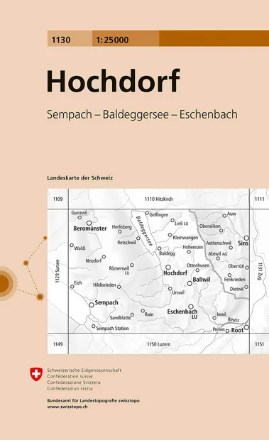 Wandelkaart - Topografische kaart 1130 Hochdorf | Swisstopo