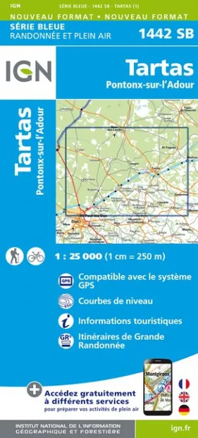 Wandelkaart - Topografische kaart 1442SB Tartas, Pontonx-sur-l'Adour |