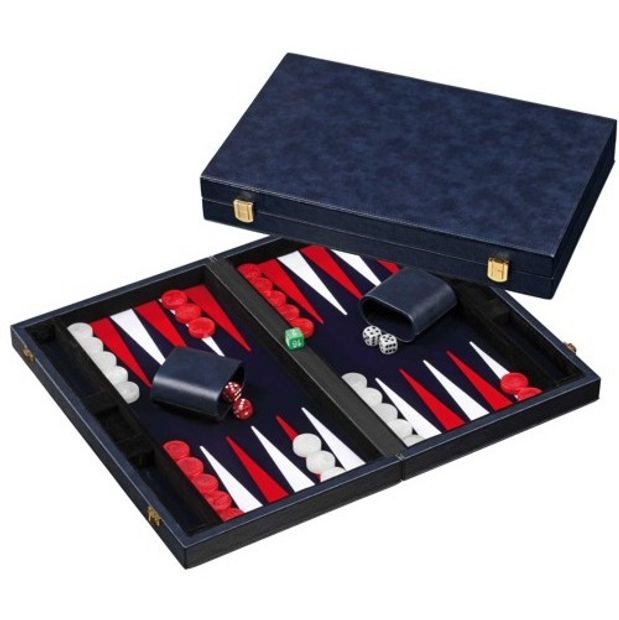 Backgammon Blauw Kunstlederen Koffer