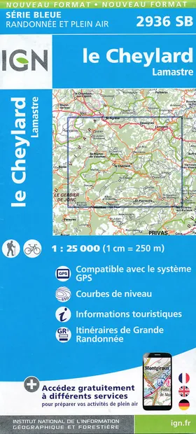 Topografische kaart - Wandelkaart 2936SB le Cheylard | IGN - Institut
