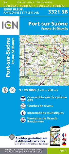 Wandelkaart - Topografische kaart 3321SB Port-sur-Saône, Fresne-St-Mam