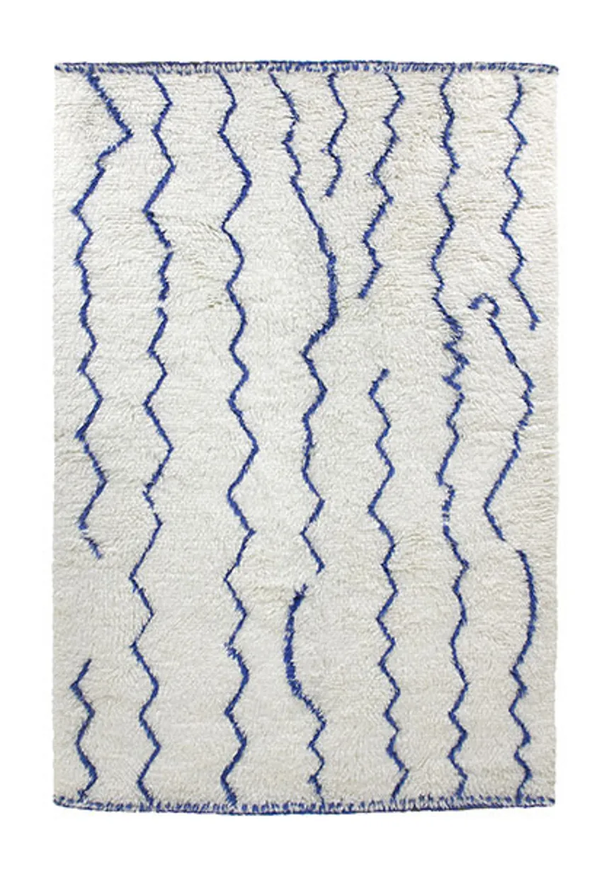Woolen berber rug organic cobalt (180x280)