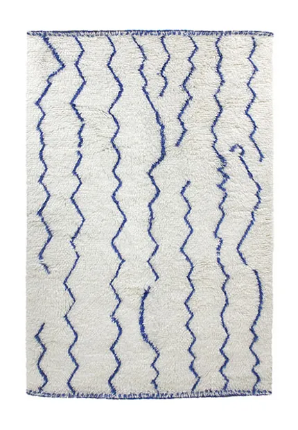 Woolen berber rug organic cobalt (180x280)