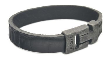 Vintage Zwarte Leren Armband 24957-BRA/VB/BLACK/L