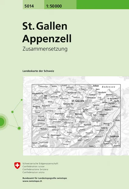 Wandelkaart - Topografische kaart 5014 St.Gallen - Appenzell | Swissto
