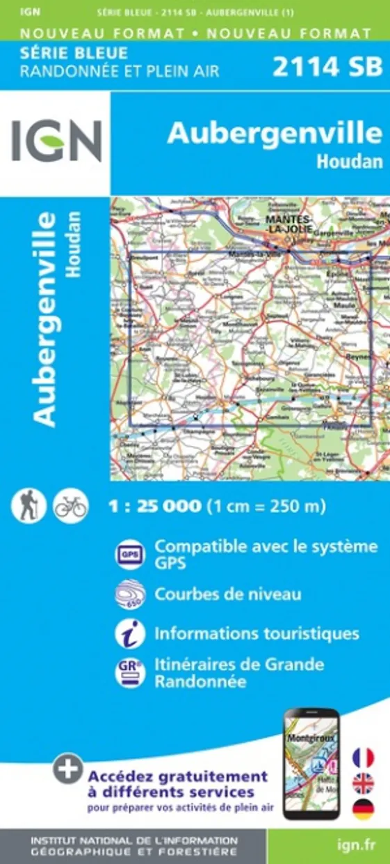 Wandelkaart - Topografische kaart 2114SB Houdan - Aubergenville | IGN
