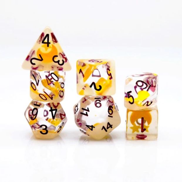 Glow in the Dark Moon and Star RPG Dice Set (7)
