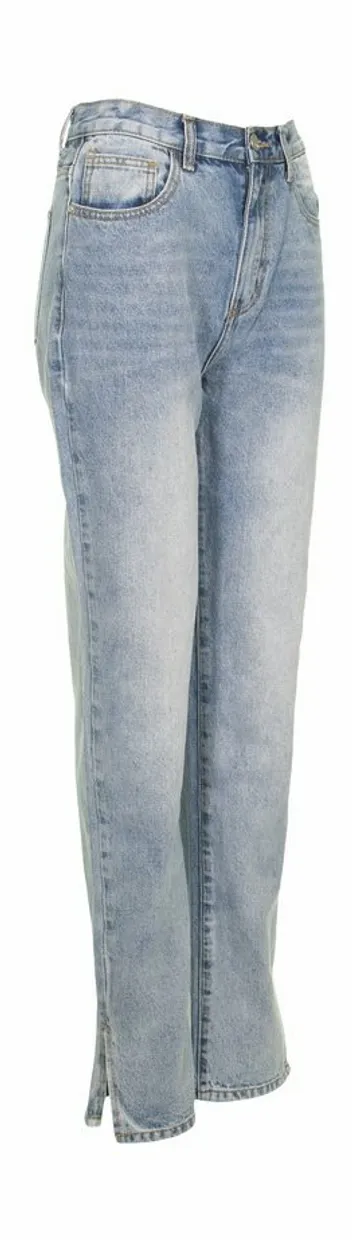 Side split jeans blue denim