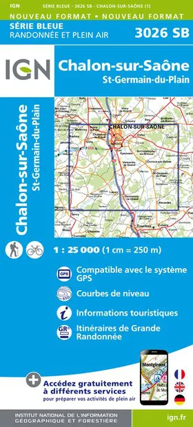 Wandelkaart - Topografische kaart 3026SB Chalon-sur-Saône, St-Gernain-