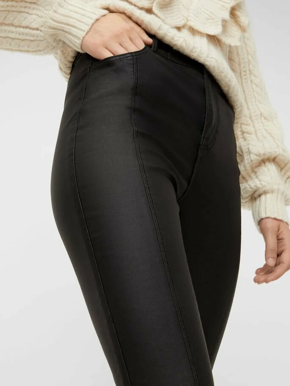 Roxy HW zip coated pants black