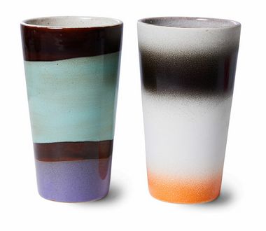 70s ceramics: latte mugs, Boogie (set of 2)