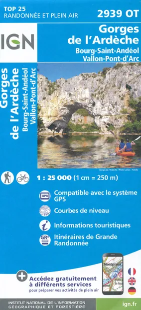 Wandelkaart - Topografische kaart 2939OT Gorges de l'Ardèche | IGN - I