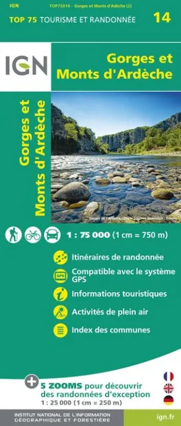 Fietskaart - Wandelkaart 14 Gorges et Monts d'Ardèche - Ardeche | IGN
