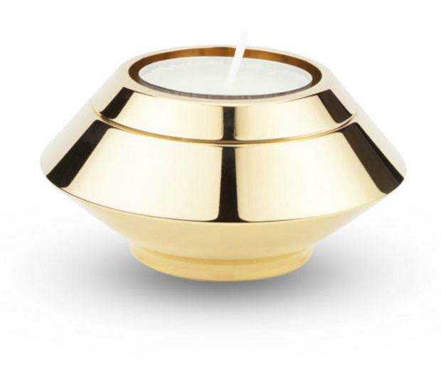 Mini urn met waxine in goudkleurig edelstaal (90ml)
