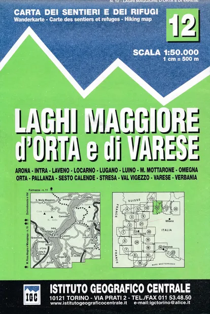 Wandelkaart 12 Laghi Maggiore, d'Orta e di Varese | IGC - Istituto Geo