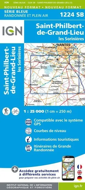 Topografische kaart - Wandelkaart 1224SB St-Philbert-de-Grand-Lieu, Le