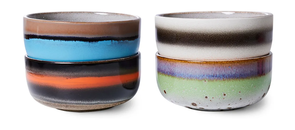70s ceramics: dessert bowls, Freak out (set of 4)