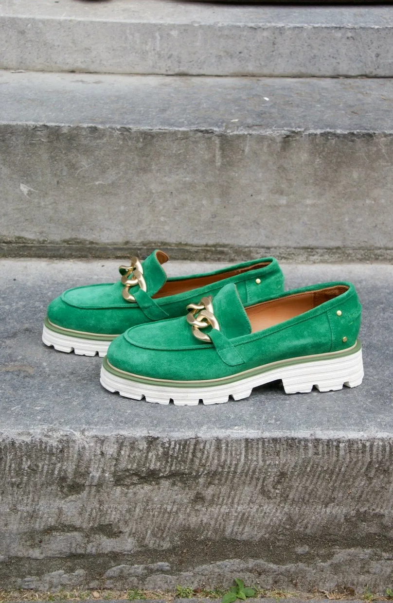 Babouche chunky loafer groen