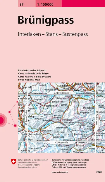 Fietskaart - Topografische kaart - Wegenkaart - landkaart 37 Brünigpas
