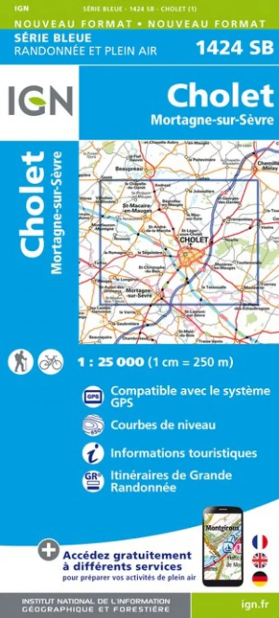 Wandelkaart - Topografische kaart 1424SB Cholet | IGN - Institut Géogr