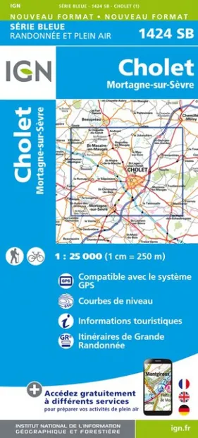 Wandelkaart - Topografische kaart 1424SB Cholet | IGN - Institut Géogr