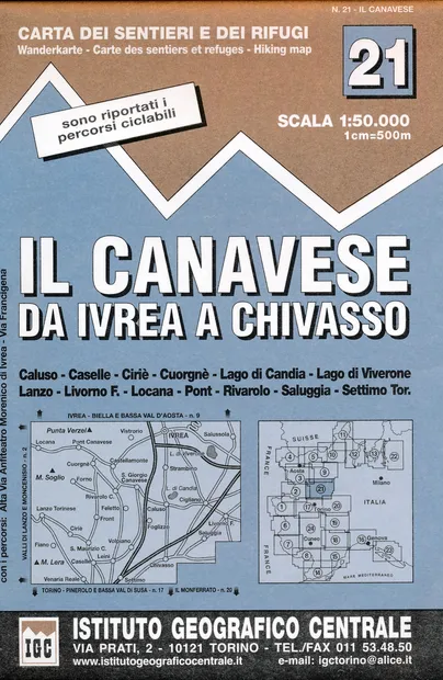 Wandelkaart 21 Il Canavese da Ivrea a Chivasso | IGC - Istituto Geogra