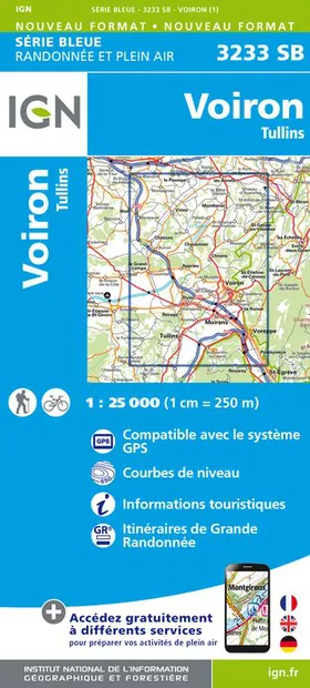 Topografische kaart - Wandelkaart 3233SB Le Grand-Lemps, Lac de Paladr