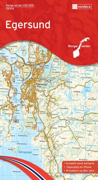 Wandelkaart - Topografische kaart 10004 Norge Serien Egersund | Nordec