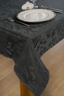 Tafelkleed damast 140x 300 cm polyester d.grijs
