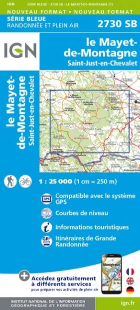 Wandelkaart - Topografische kaart 2730SB le Mayet-de-Montagne | IGN -