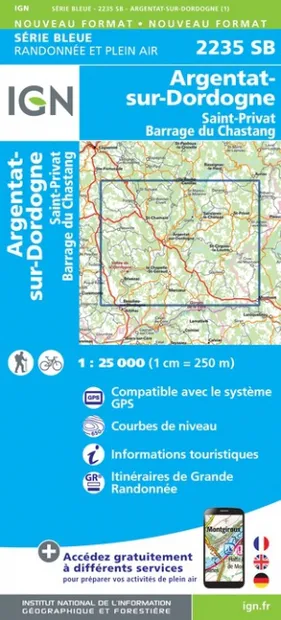 Wandelkaart - Topografische kaart 2235SB Argentat-sur-Dordogne | IGN -