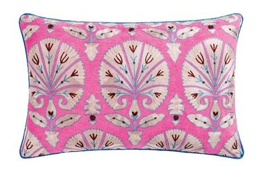 The Suzani Embroidered Cushion Pink/Blue