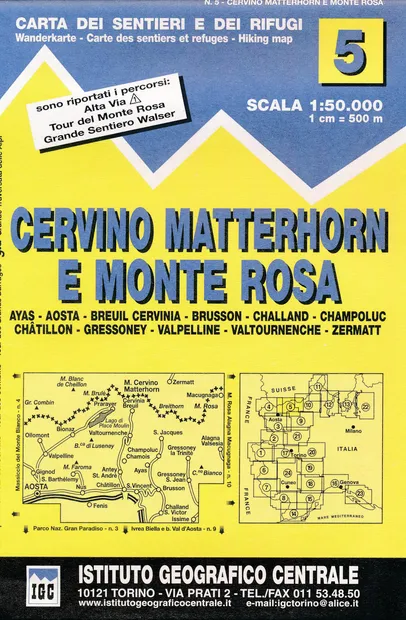Wandelkaart 05 Cervino Matterhorn e Monte Rosa | IGC - Istituto Geogra