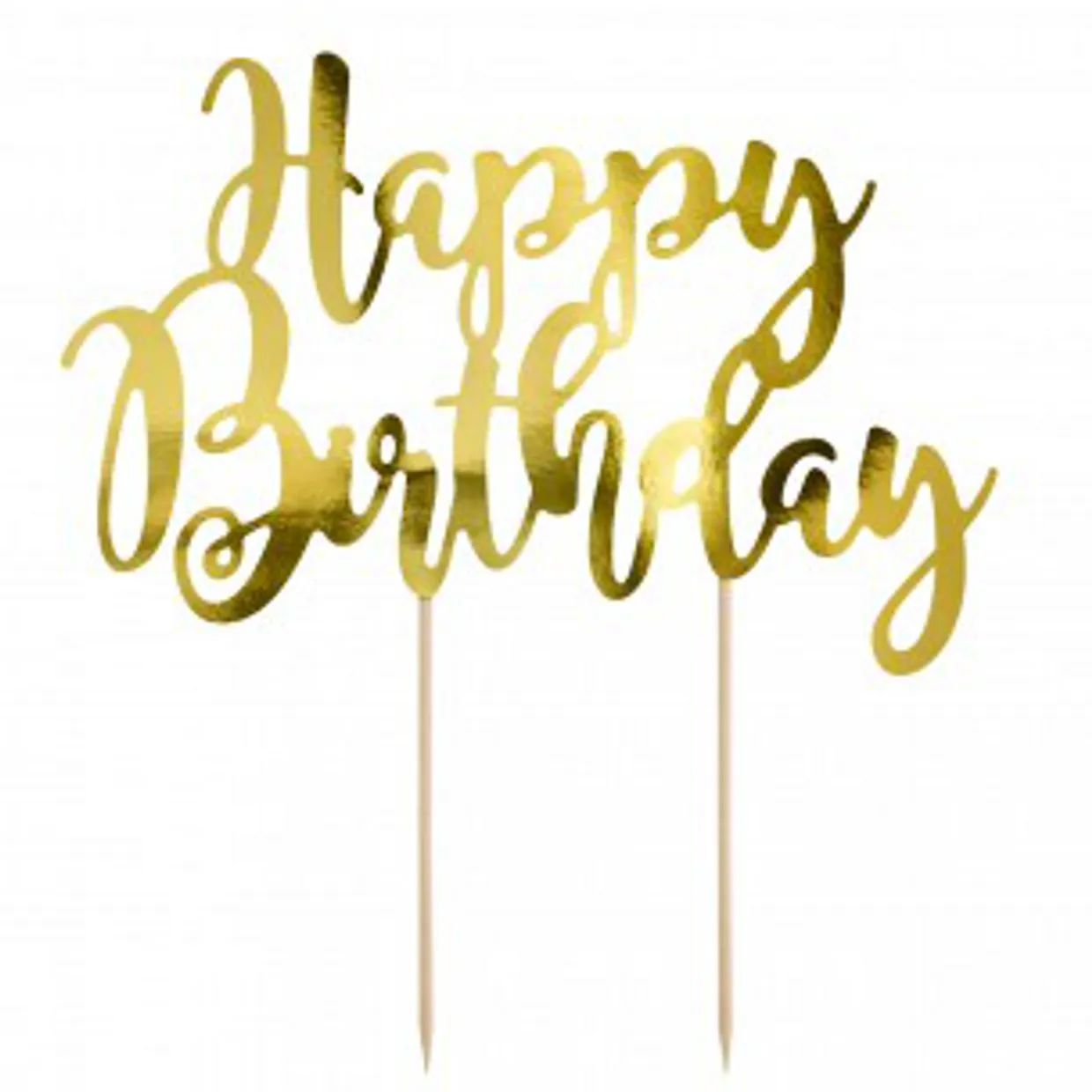 Cake Topper Happy Birthday - Goud