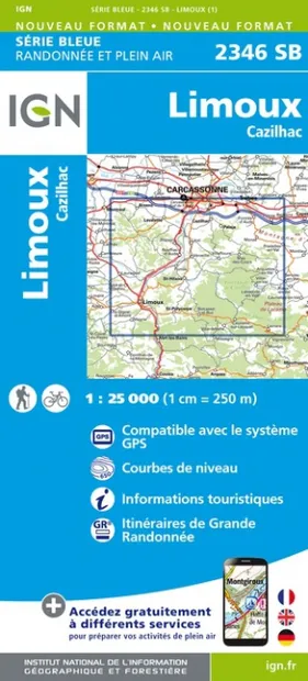 Wandelkaart - Topografische kaart 2346SB Cazilhac - Limoux | IGN - Ins