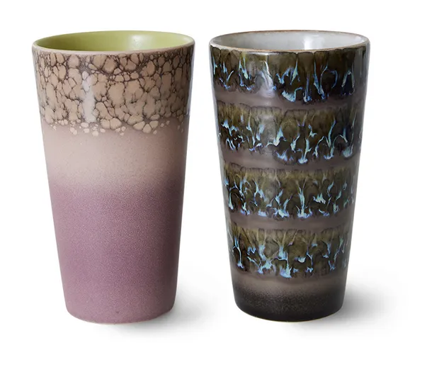 70s ceramics: latte mugs, forest (set of 2)