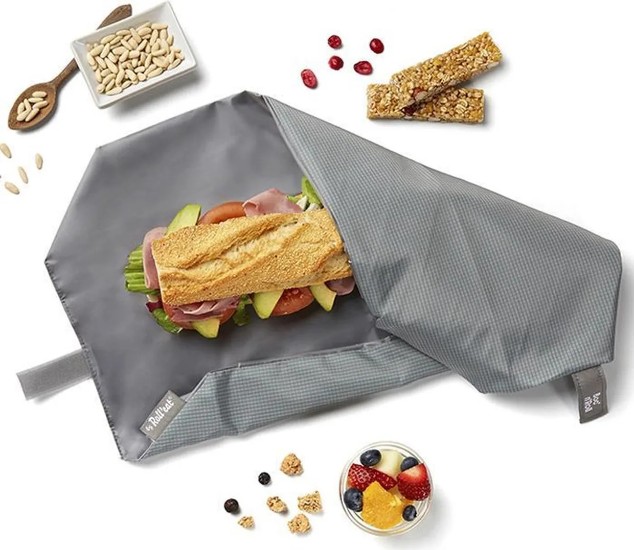 Boc'n Roll herbruikbaar lunchzakje - active grijs