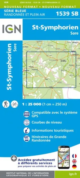 Wandelkaart - Topografische kaart 1539SB St-Symphorien | IGN - Institu