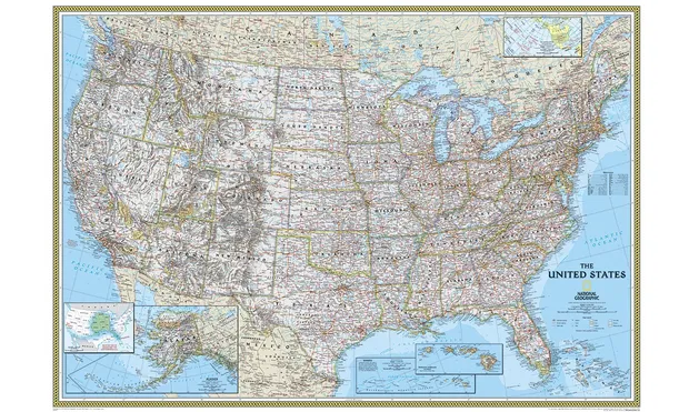 Magneetbord - Wandkaart USA - Verenigde Staten, politiek, 110 x 77 cm