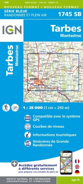 Wandelkaart - Topografische kaart 1745SB Tarbes | IGN - Institut Géogr