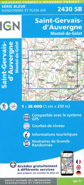 Wandelkaart - Topografische kaart 2430SB Saint-Gervais d'Auvergne | IG
