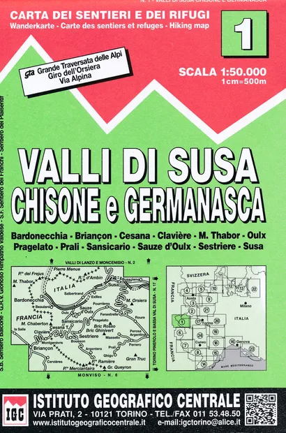 Wandelkaart 01 Valli di Susa, chisone e germanasca | IGC - Istituto Ge