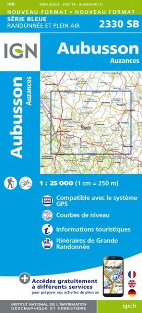 Wandelkaart - Topografische kaart 2330SB Auzances - Aubusson | IGN - I