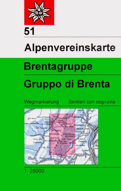 Wandelkaart 51 Alpenvereinskarte Brentagruppe - Gruppo di Brenta | Alp