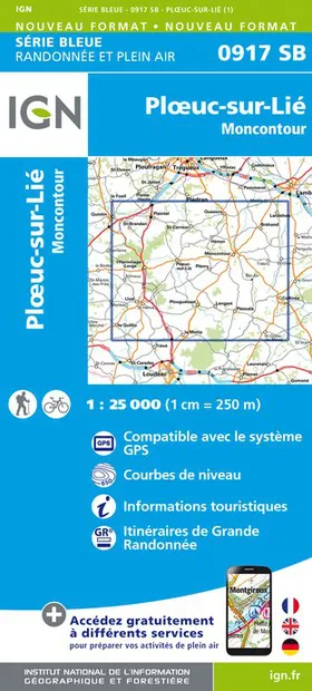 Wandelkaart - Topografische kaart 0917SB Ploeuc-sur-Lié – Moncontour |