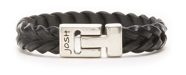 Silver colored/Black Armband 24728-BRA-S/BLACK-L (Lengte: 22.50 cm)